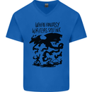 Fantasy Writer Author Novelist Dragons Mens V-Neck Cotton T-Shirt Royal Blue