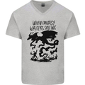 Fantasy Writer Author Novelist Dragons Mens V-Neck Cotton T-Shirt Sports Grey
