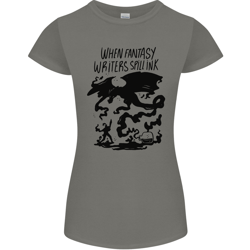 Fantasy Writer Author Novelist Dragons Womens Petite Cut T-Shirt Charcoal