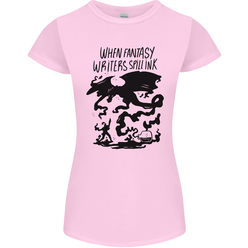 Fantasy Writer Author Novelist Dragons Womens Petite Cut T-Shirt Light Pink