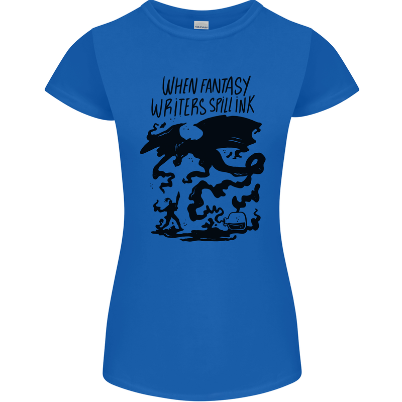 Fantasy Writer Author Novelist Dragons Womens Petite Cut T-Shirt Royal Blue