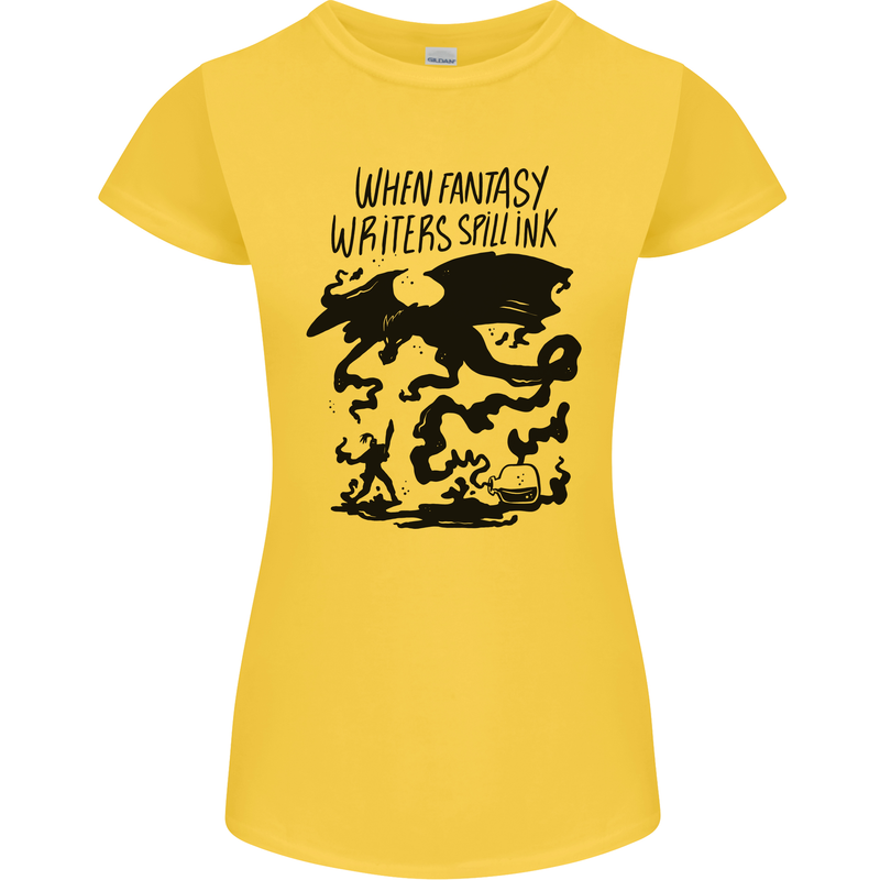 Fantasy Writer Author Novelist Dragons Womens Petite Cut T-Shirt Yellow