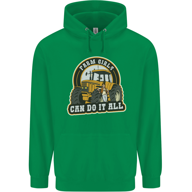Farm Girls Can Do It All Funny Farmer Childrens Kids Hoodie Irish Green