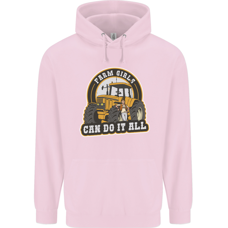 Farm Girls Can Do It All Funny Farmer Childrens Kids Hoodie Light Pink