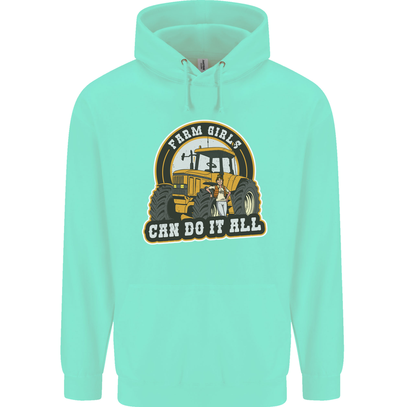 Farm Girls Can Do It All Funny Farmer Childrens Kids Hoodie Peppermint