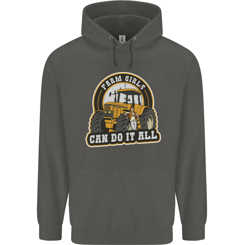 Farm Girls Can Do It All Funny Farmer Childrens Kids Hoodie Storm Grey