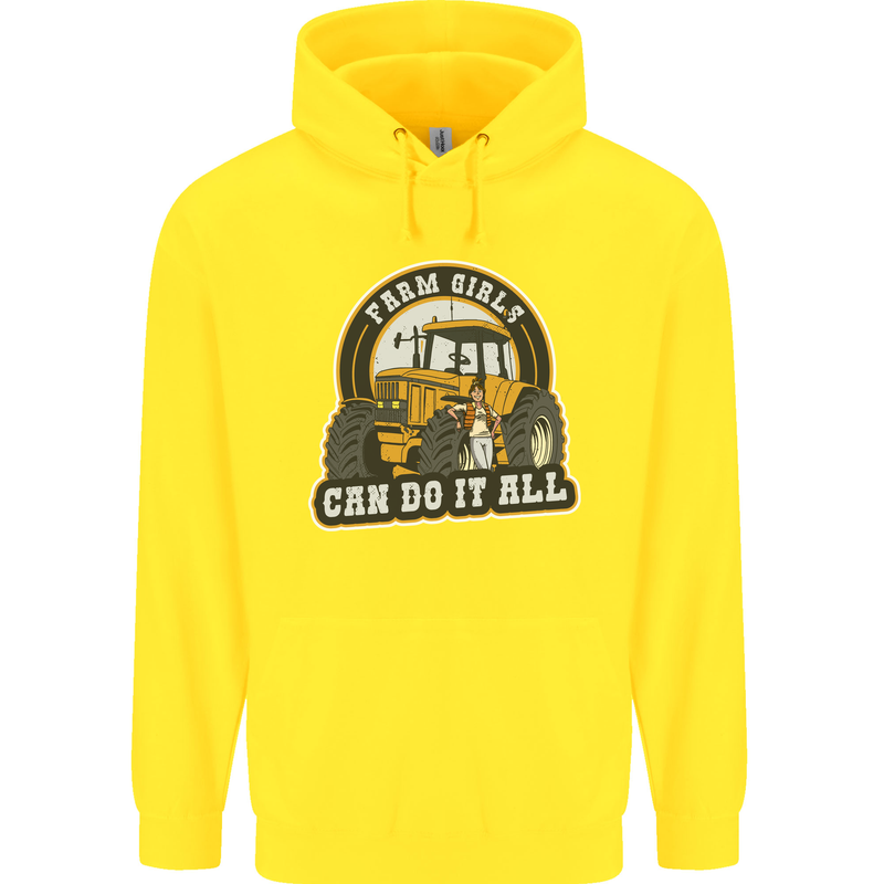 Farm Girls Can Do It All Funny Farmer Childrens Kids Hoodie Yellow