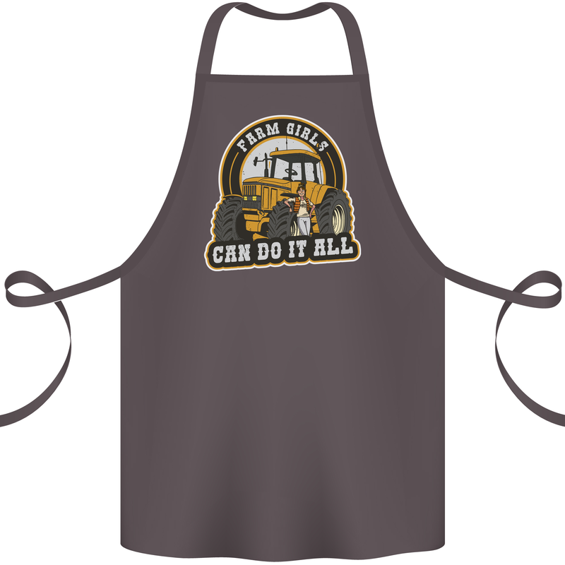 Farm Girls Can Do It All Funny Farmer Cotton Apron 100% Organic Dark Grey