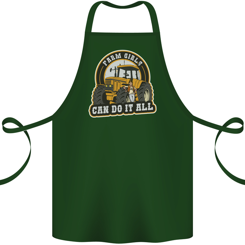 Farm Girls Can Do It All Funny Farmer Cotton Apron 100% Organic Forest Green