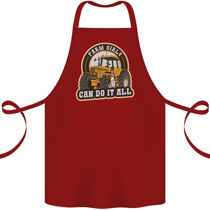 Farm Girls Can Do It All Funny Farmer Cotton Apron 100% Organic Maroon