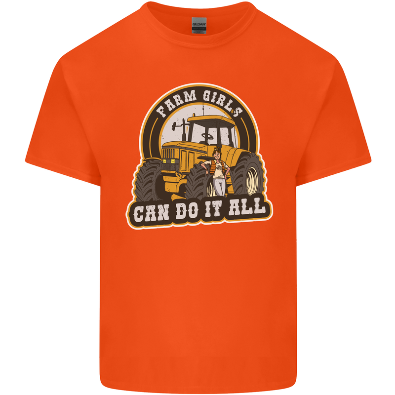 Farm Girls Can Do It All Funny Farmer Kids T-Shirt Childrens Orange