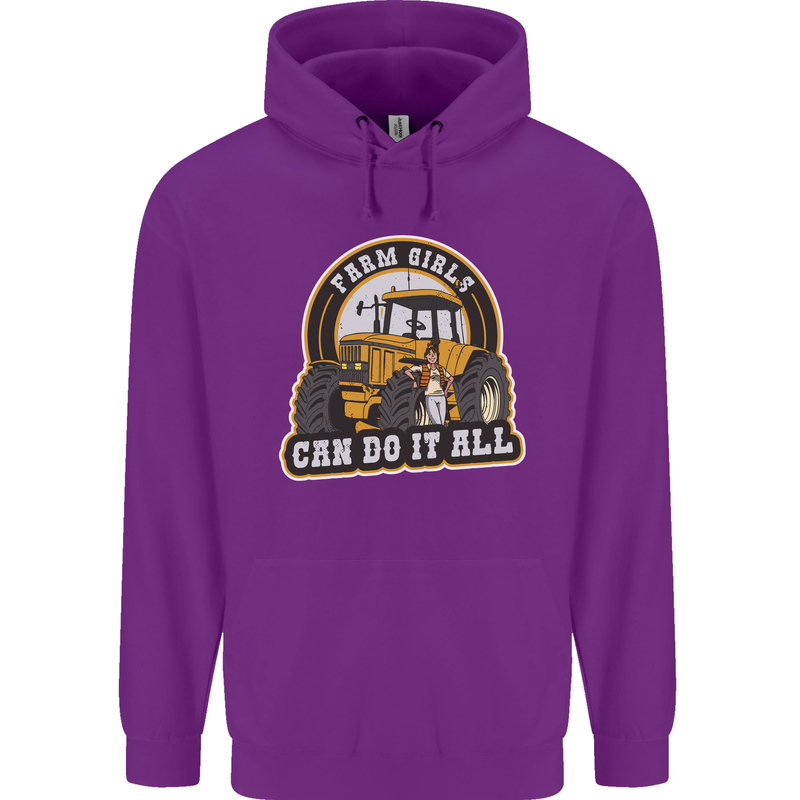 Farm Girls Can Do It All Funny Farmer Mens 80% Cotton Hoodie Purple