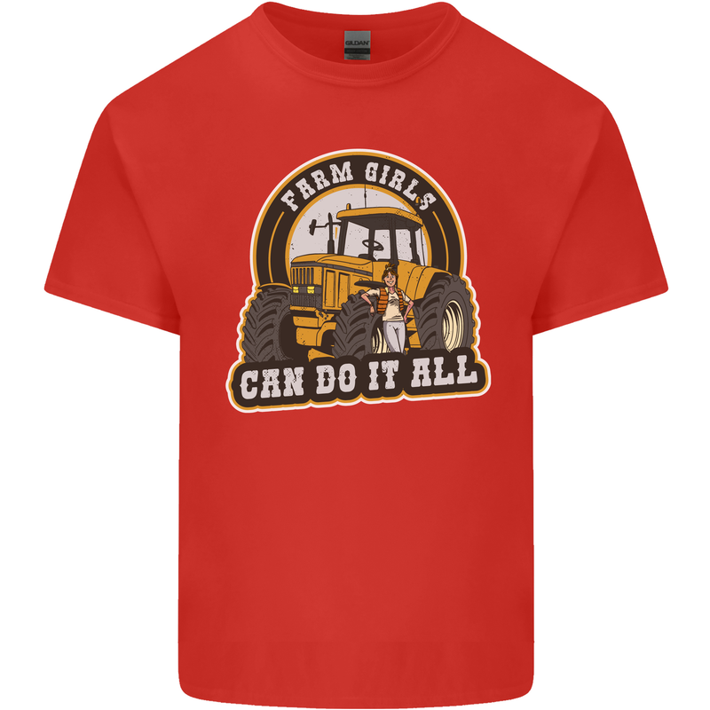 Farm Girls Can Do It All Funny Farmer Mens Cotton T-Shirt Tee Top Red