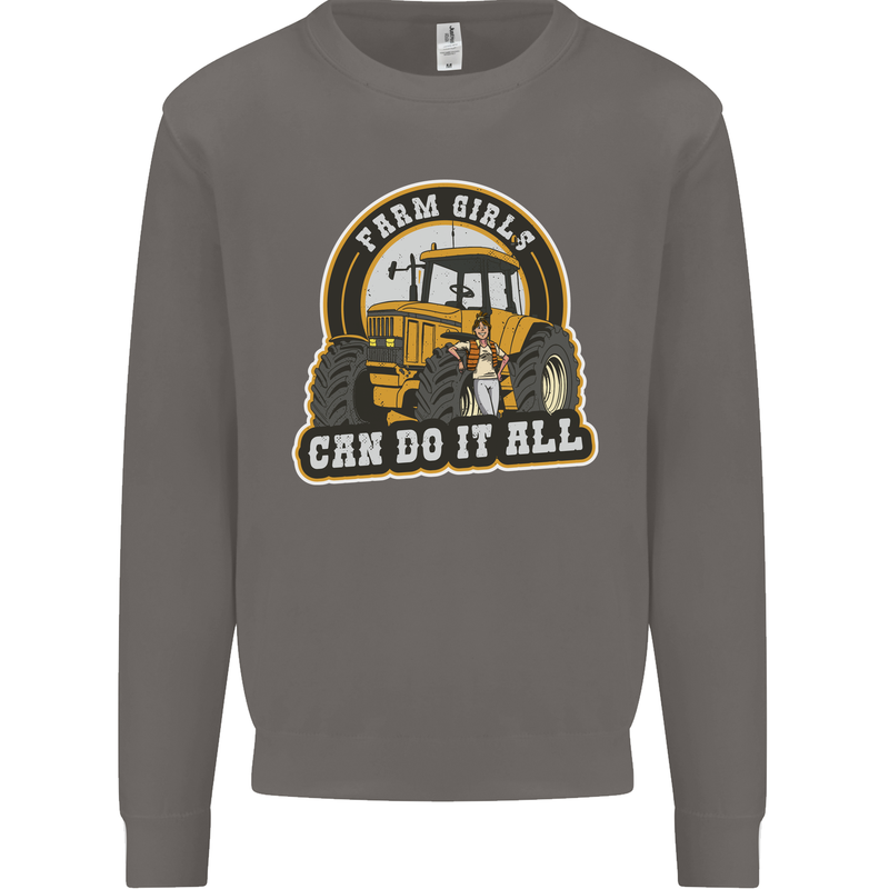 Farm Girls Can Do It All Funny Farmer Mens Sweatshirt Jumper Charcoal