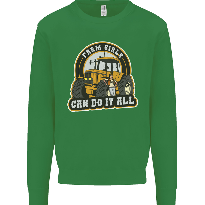 Farm Girls Can Do It All Funny Farmer Mens Sweatshirt Jumper Irish Green