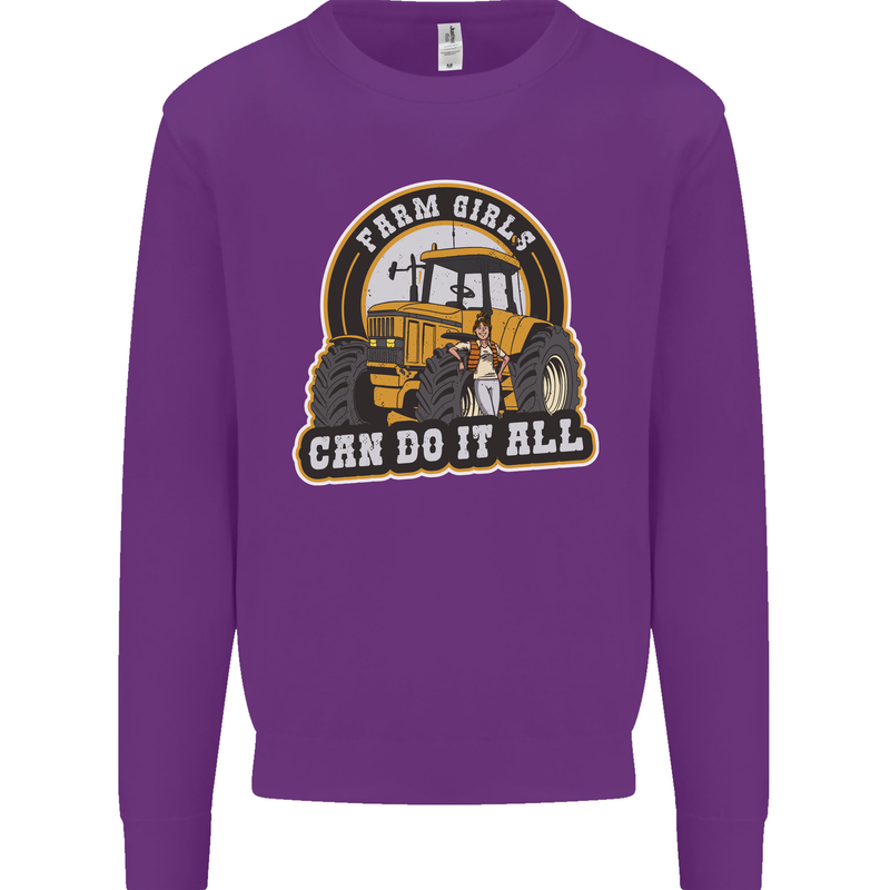 Farm Girls Can Do It All Funny Farmer Mens Sweatshirt Jumper Purple