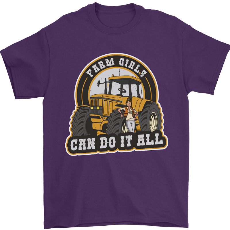 Farm Girls Can Do It All Funny Farmer Mens T-Shirt 100% Cotton Purple