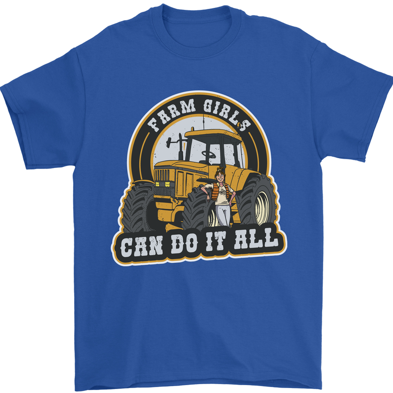 Farm Girls Can Do It All Funny Farmer Mens T-Shirt 100% Cotton Royal Blue