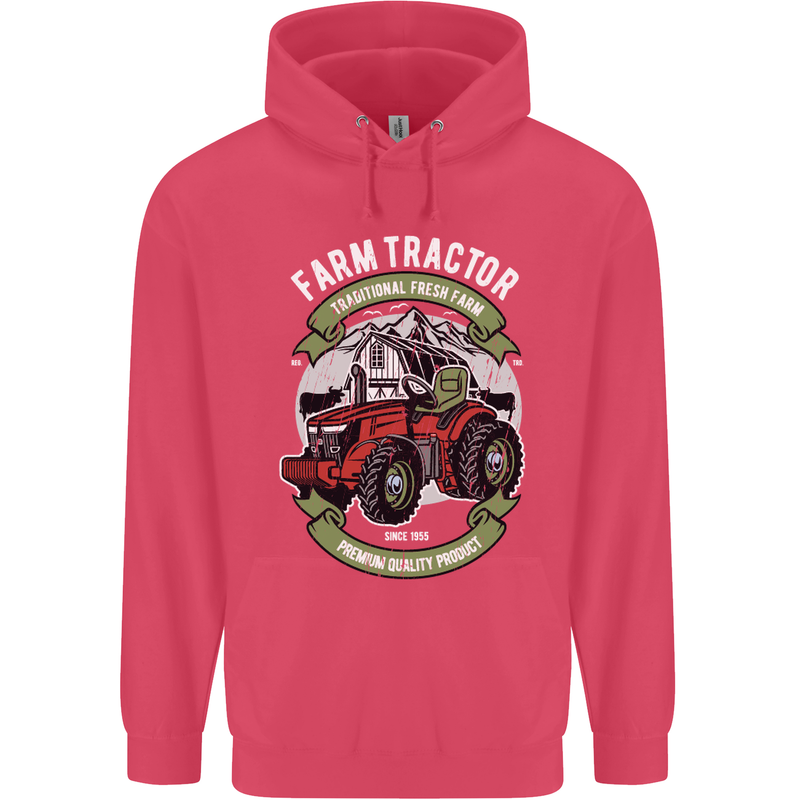 Farm Tractor Farming Farmer Childrens Kids Hoodie Heliconia