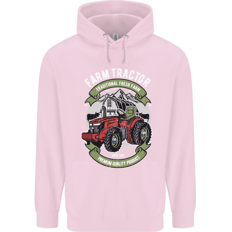 Farm Tractor Farming Farmer Childrens Kids Hoodie Light Pink