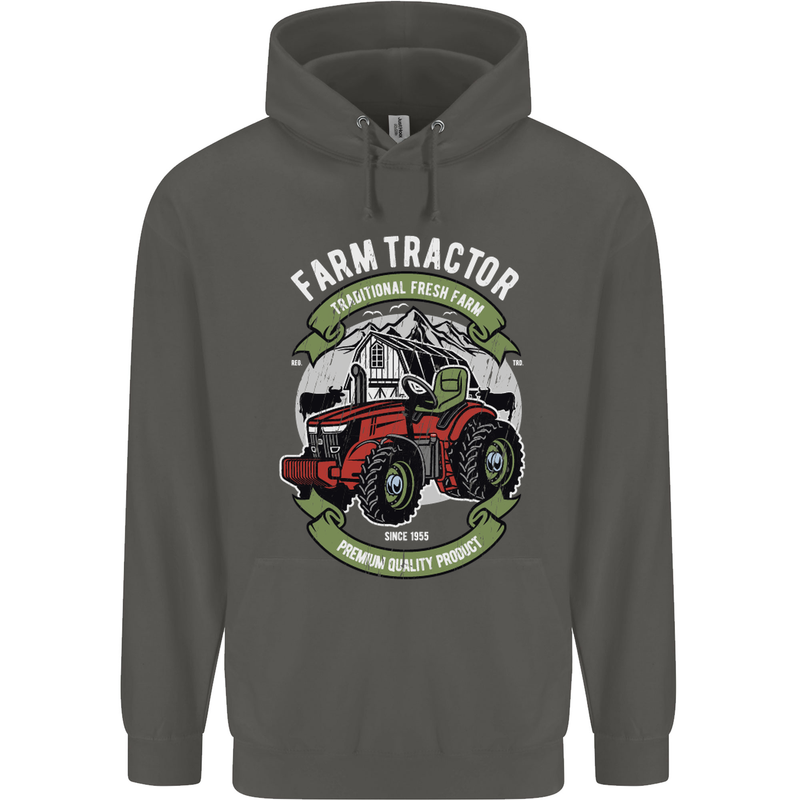 Farm Tractor Farming Farmer Childrens Kids Hoodie Storm Grey