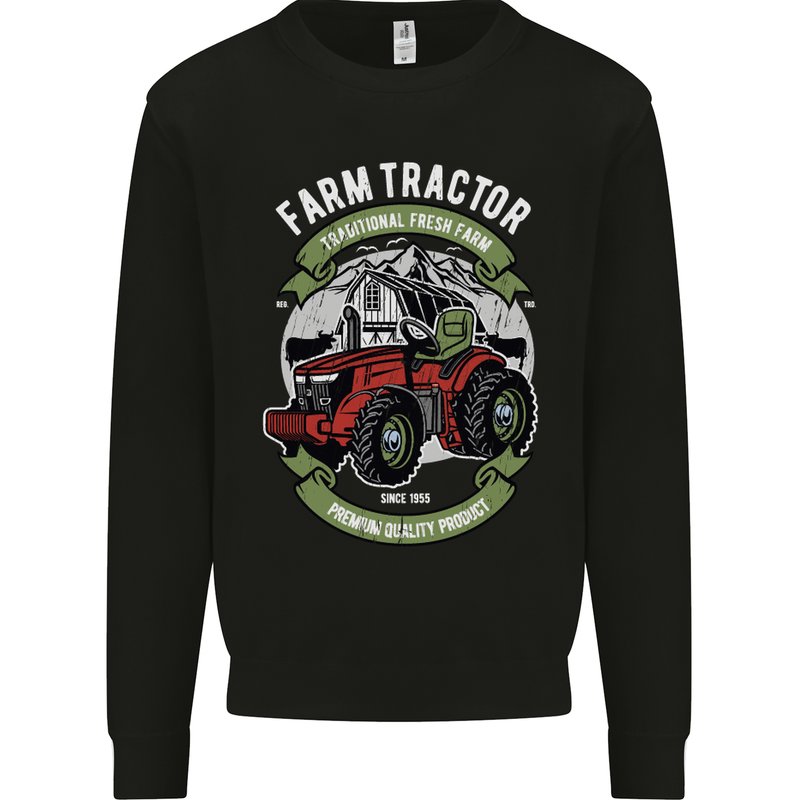 Farm Tractor Farming Farmer Kids Sweatshirt Jumper Black