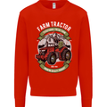 Farm Tractor Farming Farmer Kids Sweatshirt Jumper Bright Red