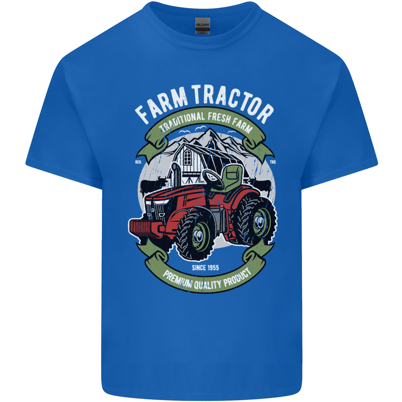Farm Tractor Farming Farmer Kids T-Shirt Childrens Royal Blue