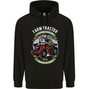 Farm Tractor Farming Farmer Mens 80% Cotton Hoodie Black