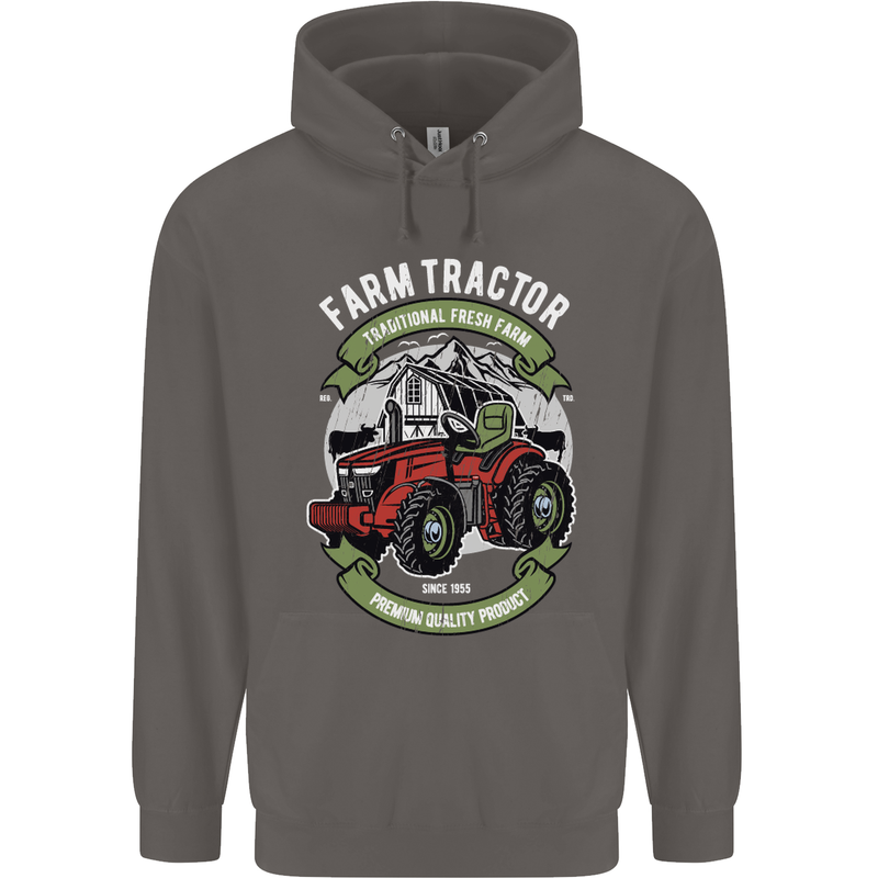 Farm Tractor Farming Farmer Mens 80% Cotton Hoodie Charcoal