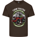 Farm Tractor Farming Farmer Mens Cotton T-Shirt Tee Top Dark Chocolate