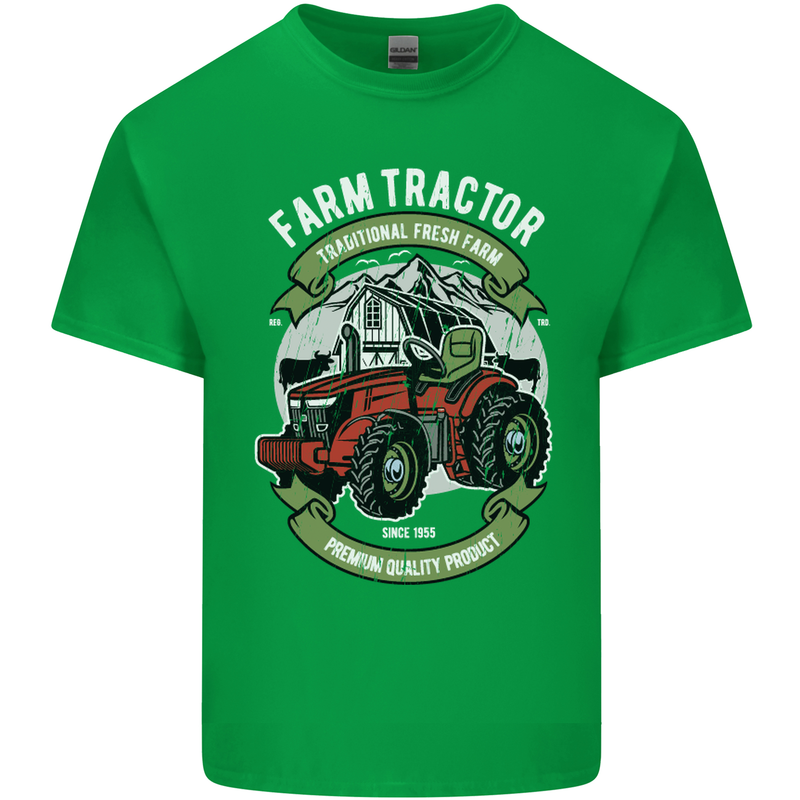 Farm Tractor Farming Farmer Mens Cotton T-Shirt Tee Top Irish Green