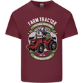 Farm Tractor Farming Farmer Mens Cotton T-Shirt Tee Top Maroon