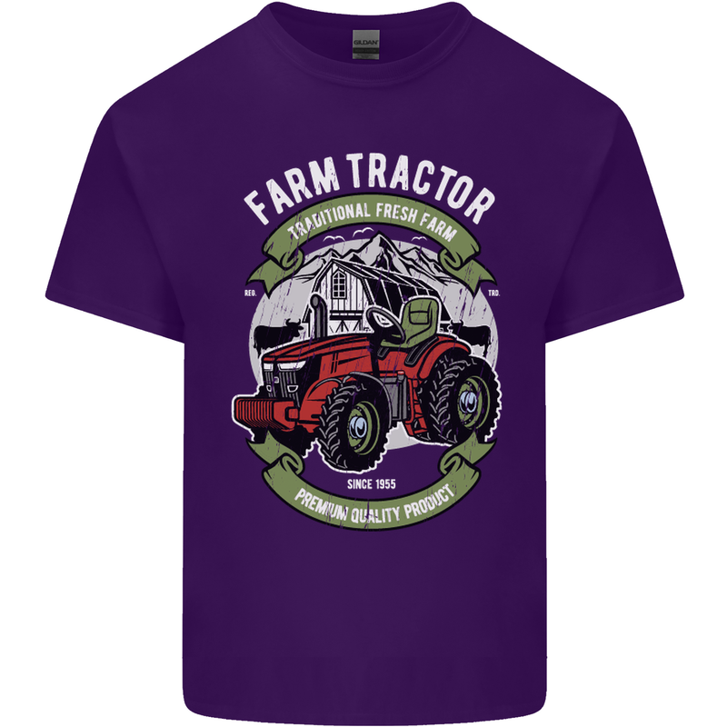 Farm Tractor Farming Farmer Mens Cotton T-Shirt Tee Top Purple