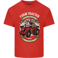 Farm Tractor Farming Farmer Mens Cotton T-Shirt Tee Top Red