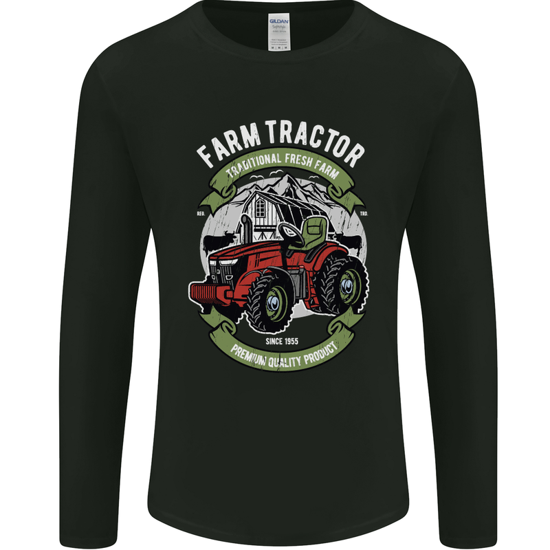 Farm Tractor Farming Farmer Mens Long Sleeve T-Shirt Black