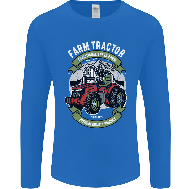 Farm Tractor Farming Farmer Mens Long Sleeve T-Shirt Royal Blue
