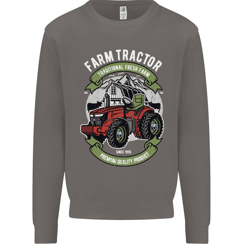 Farm Tractor Farming Farmer Mens Sweatshirt Jumper Charcoal