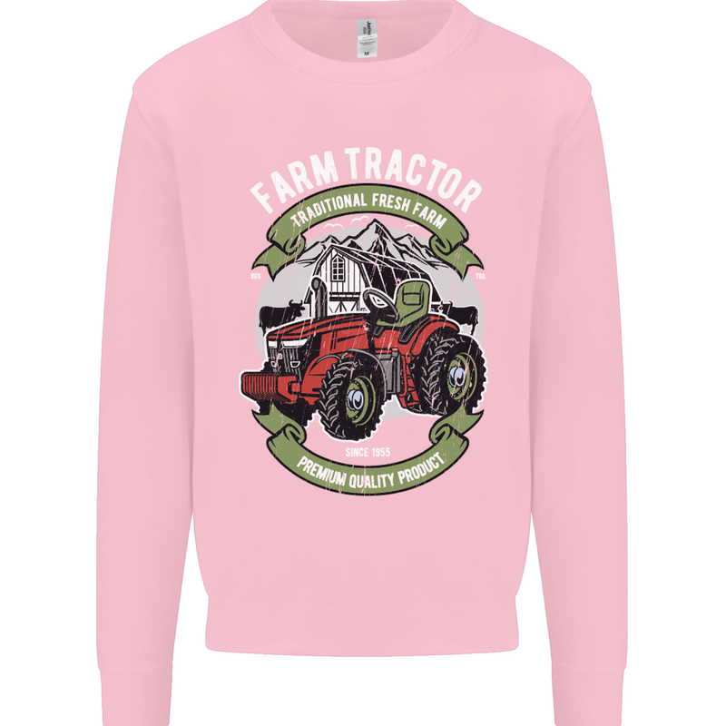 Farm Tractor Farming Farmer Mens Sweatshirt Jumper Light Pink