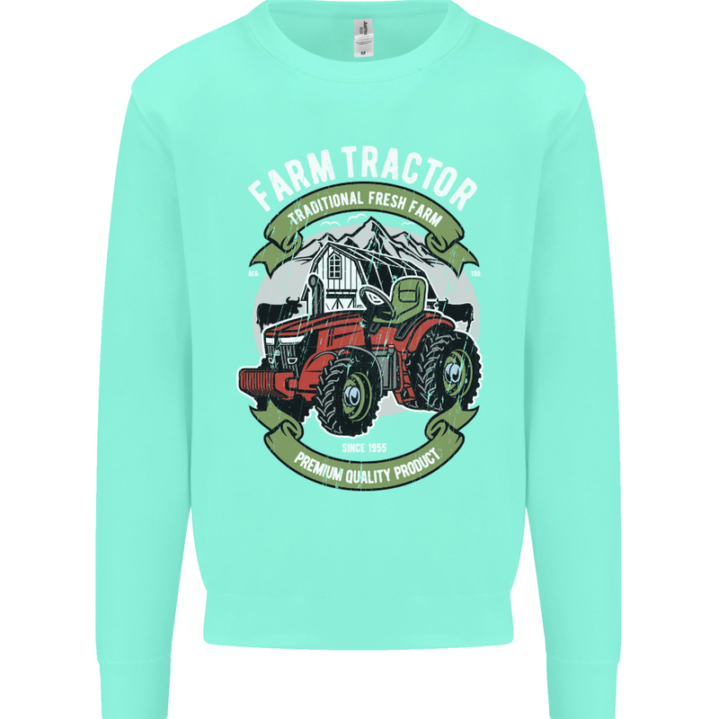 Farm Tractor Farming Farmer Mens Sweatshirt Jumper Peppermint