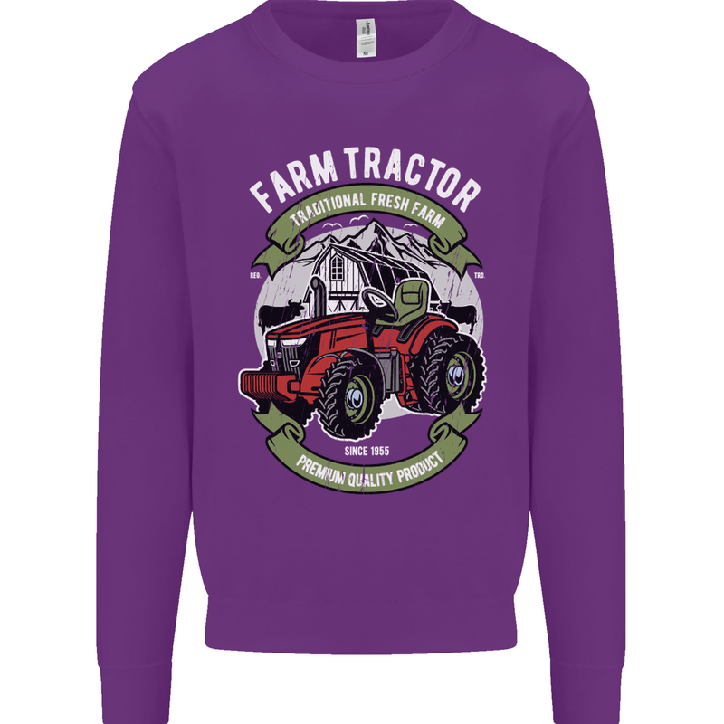 Farm Tractor Farming Farmer Mens Sweatshirt Jumper Purple