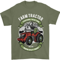Farm Tractor Farming Farmer Mens T-Shirt Cotton Gildan Military Green