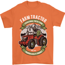 Farm Tractor Farming Farmer Mens T-Shirt Cotton Gildan Orange