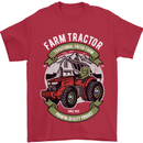 Farm Tractor Farming Farmer Mens T-Shirt Cotton Gildan Red