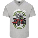 Farm Tractor Farming Farmer Mens V-Neck Cotton T-Shirt Sports Grey