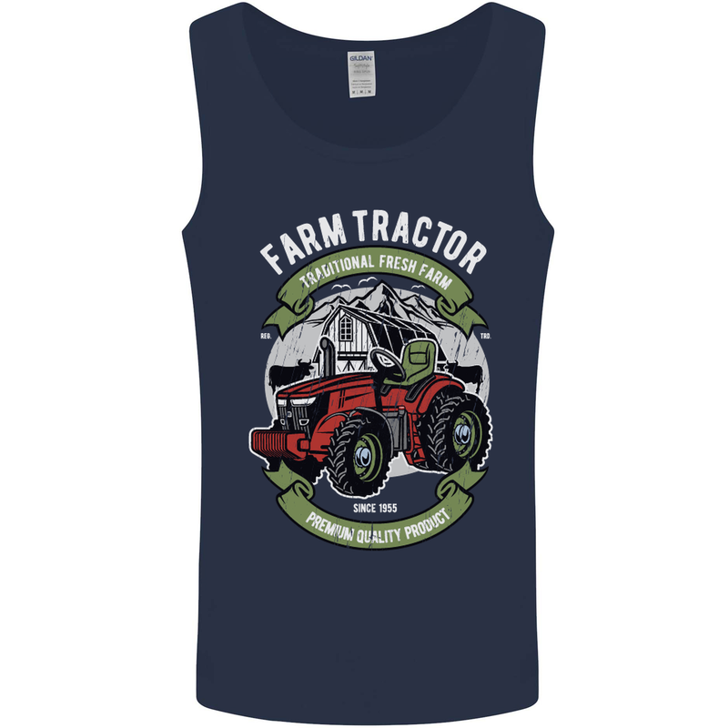Farm Tractor Farming Farmer Mens Vest Tank Top Navy Blue
