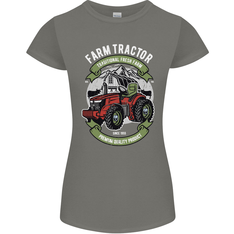 Farm Tractor Farming Farmer Womens Petite Cut T-Shirt Charcoal