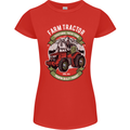 Farm Tractor Farming Farmer Womens Petite Cut T-Shirt Red