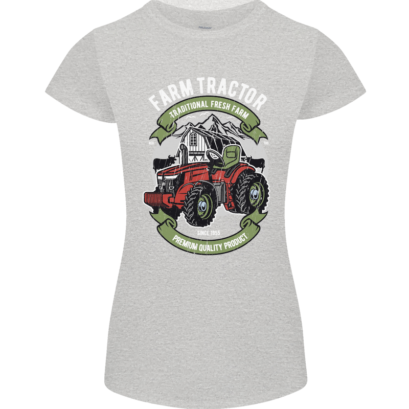Farm Tractor Farming Farmer Womens Petite Cut T-Shirt Sports Grey