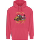 Farming Farm Life is the Best Life Farmer Childrens Kids Hoodie Heliconia